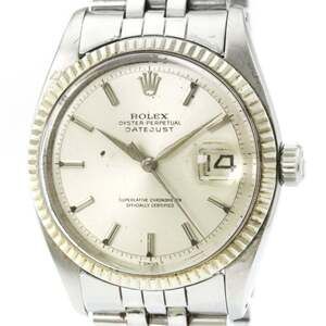 ROLEX Datejust 1601 White Gold Steel Automatic Mens Watch Vintage